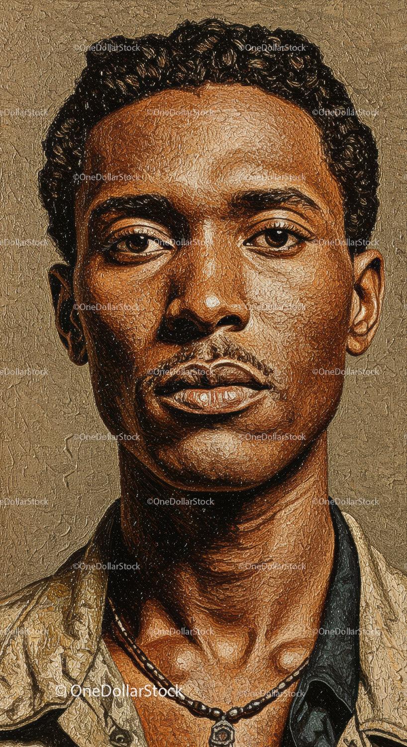 Detailed Portrait of Young Man with Intense Expression