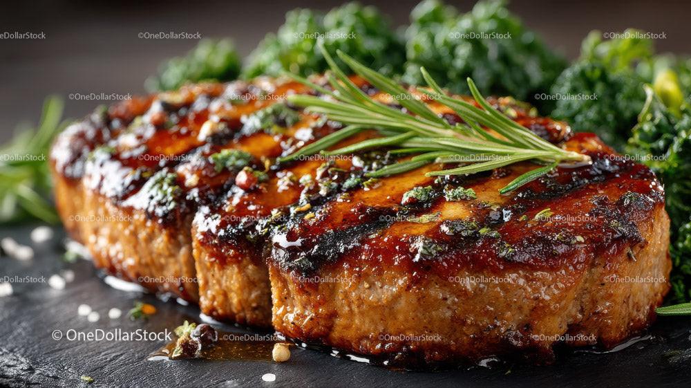 Grilled Beef Ribs with Fresh Green Herbs on Plate Stock Photo Bundle preview 44