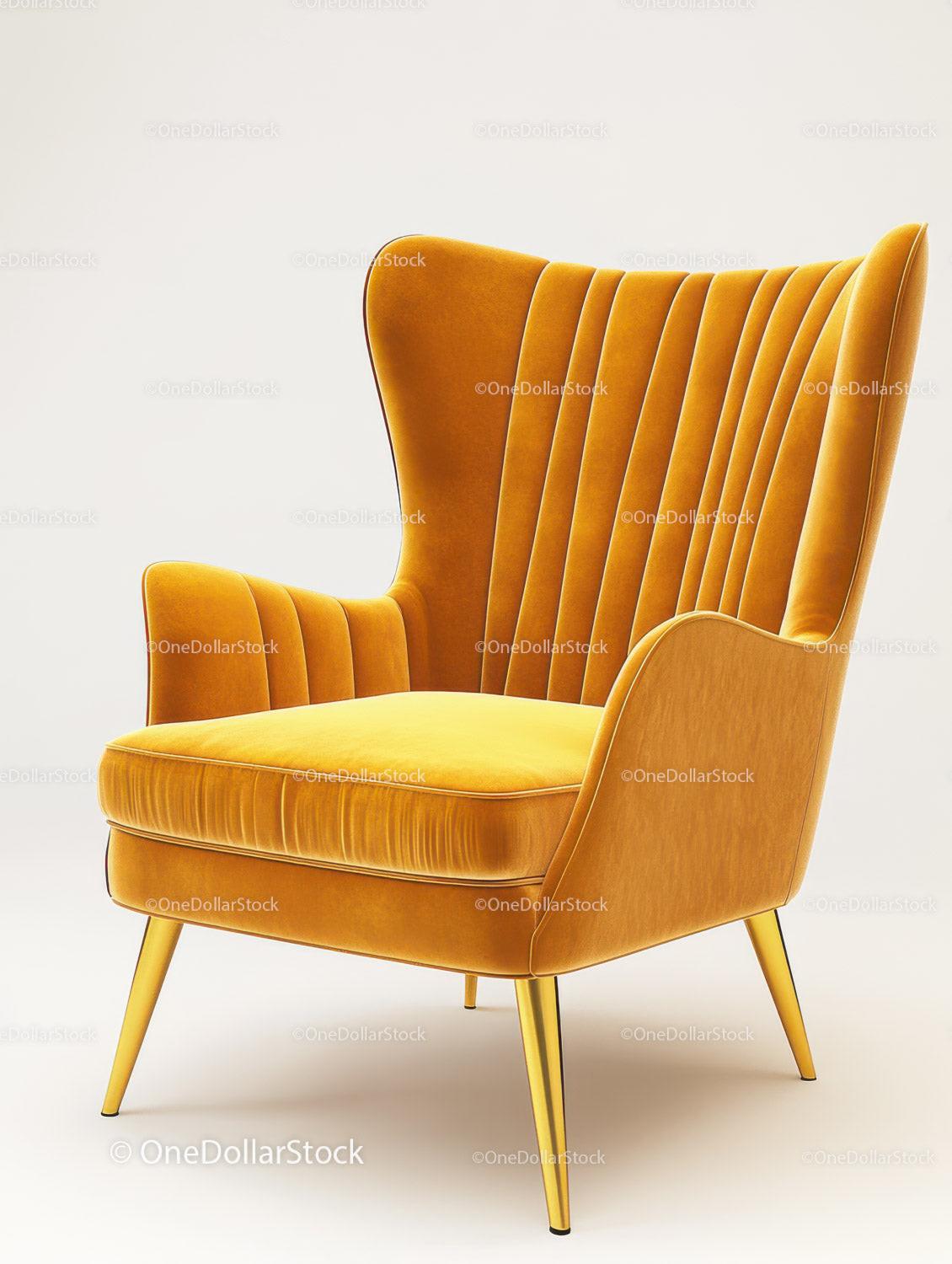 Elegant Yellow Velvet Armchair for Modern Living Room Decor
