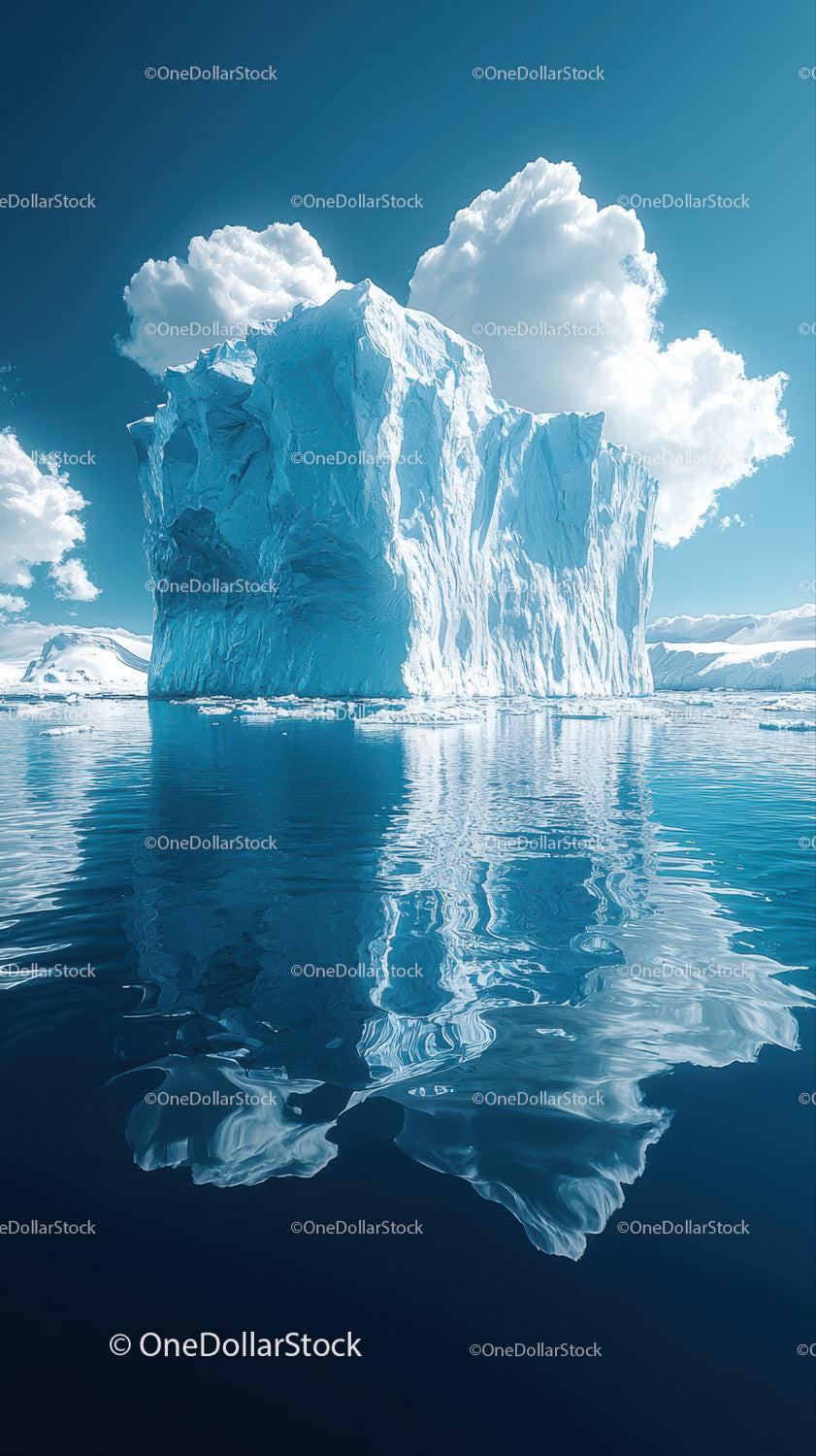 Majestic Blue Iceberg Reflecting in Calm Polar Waters Under Bright Sun Stock Photo Bundle preview 6