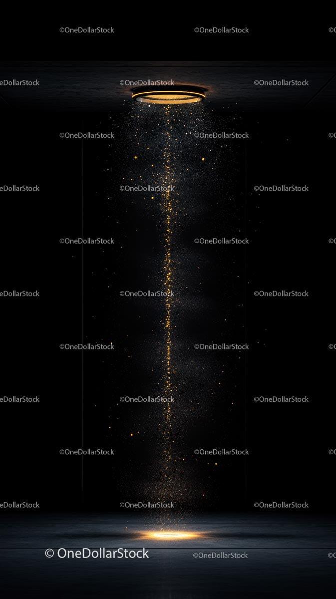 Golden Dust Particle Trail in Cosmic Space Scene