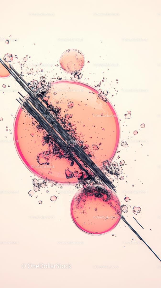 Colorful Chemical Reaction with Liquids in Laboratory Petri Dish