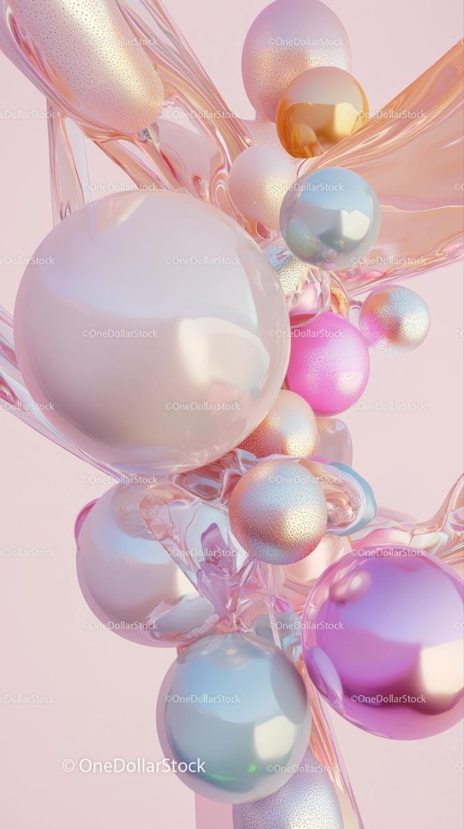 Colorful Shiny Spheres in Abstract Digital Art