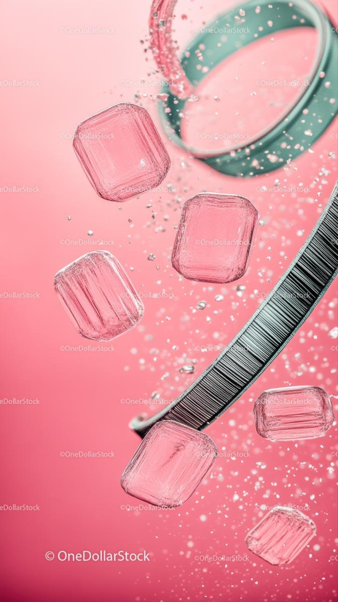 Pink Sugar Cubes and Beauty Cosmetic Ingredients Macro Shot