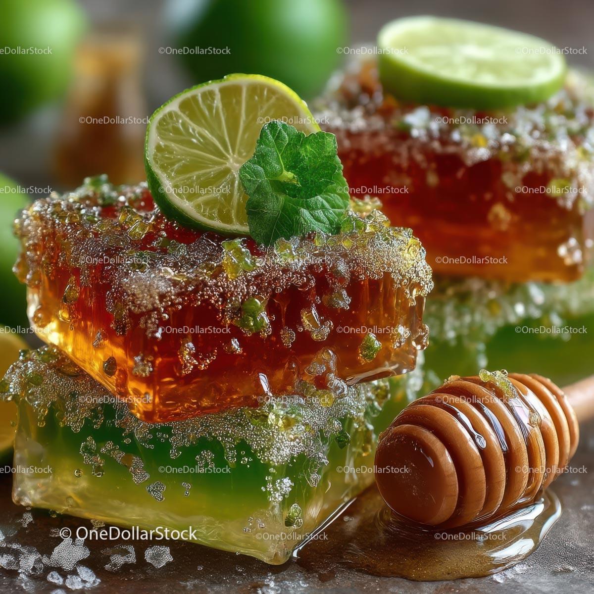 Delicious Honeycomb with Fresh Lime and Mint Leaves Stock Photo Bundle preview 23