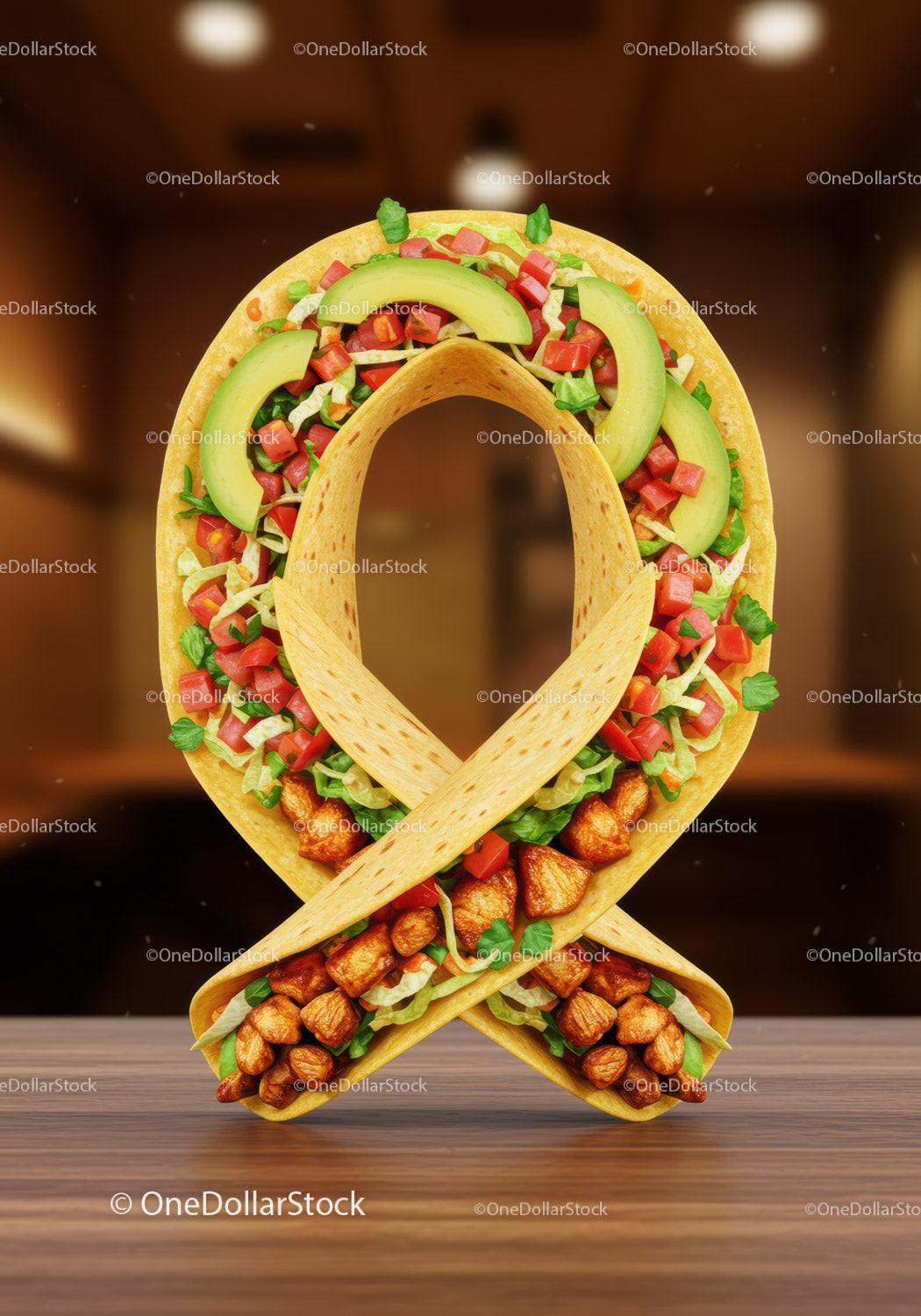Taco Ribbon Shape Filled with Fresh Ingredients