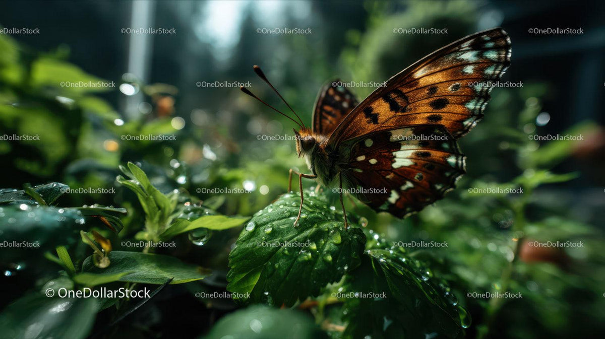 Close-up of Vibrant Orange Butterfly on Green Leaf in Nature