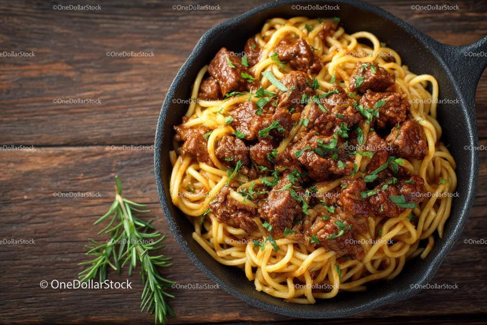 Beef Stroganoff Pasta with Mushrooms and Red Peppers Stock Photo Bundle preview 6