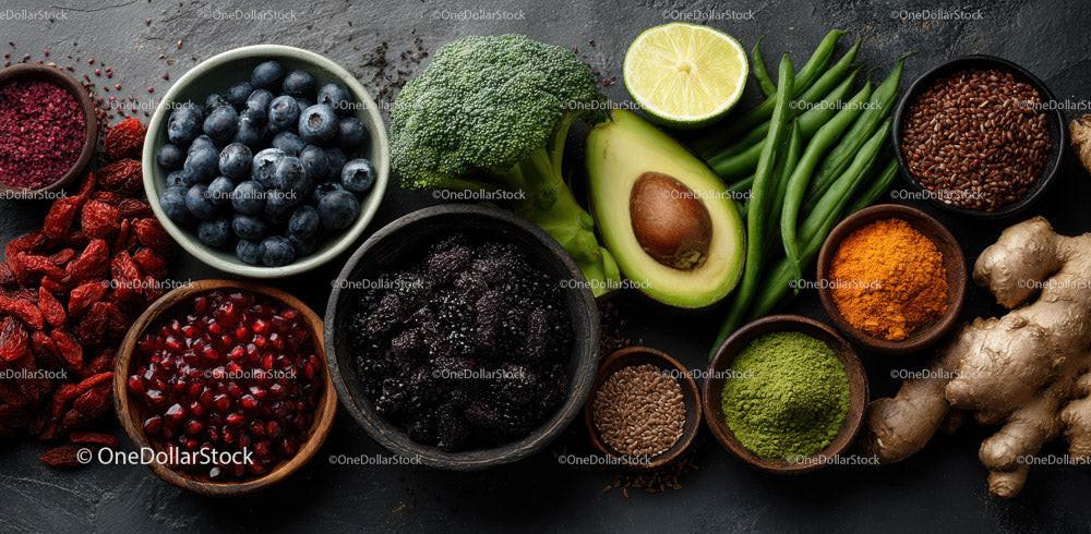 Fresh Organic Superfoods and Culinary Ingredients for Healthy Eating Stock Photo Bundle preview 5