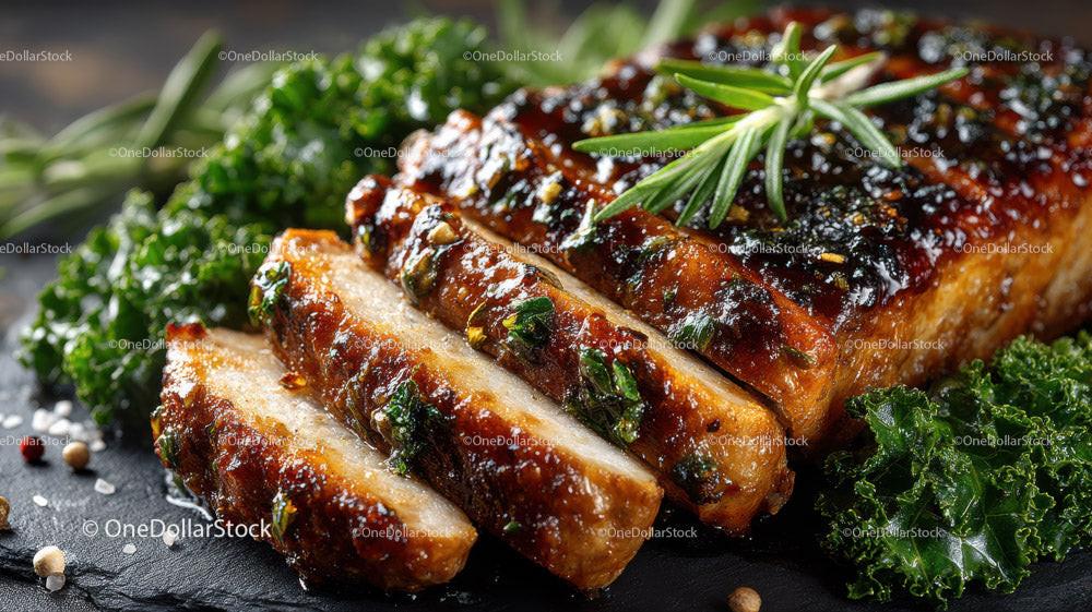 Herb-Garnished Grilled Chicken Breast with Fresh Greens Stock Photo Bundle preview 16