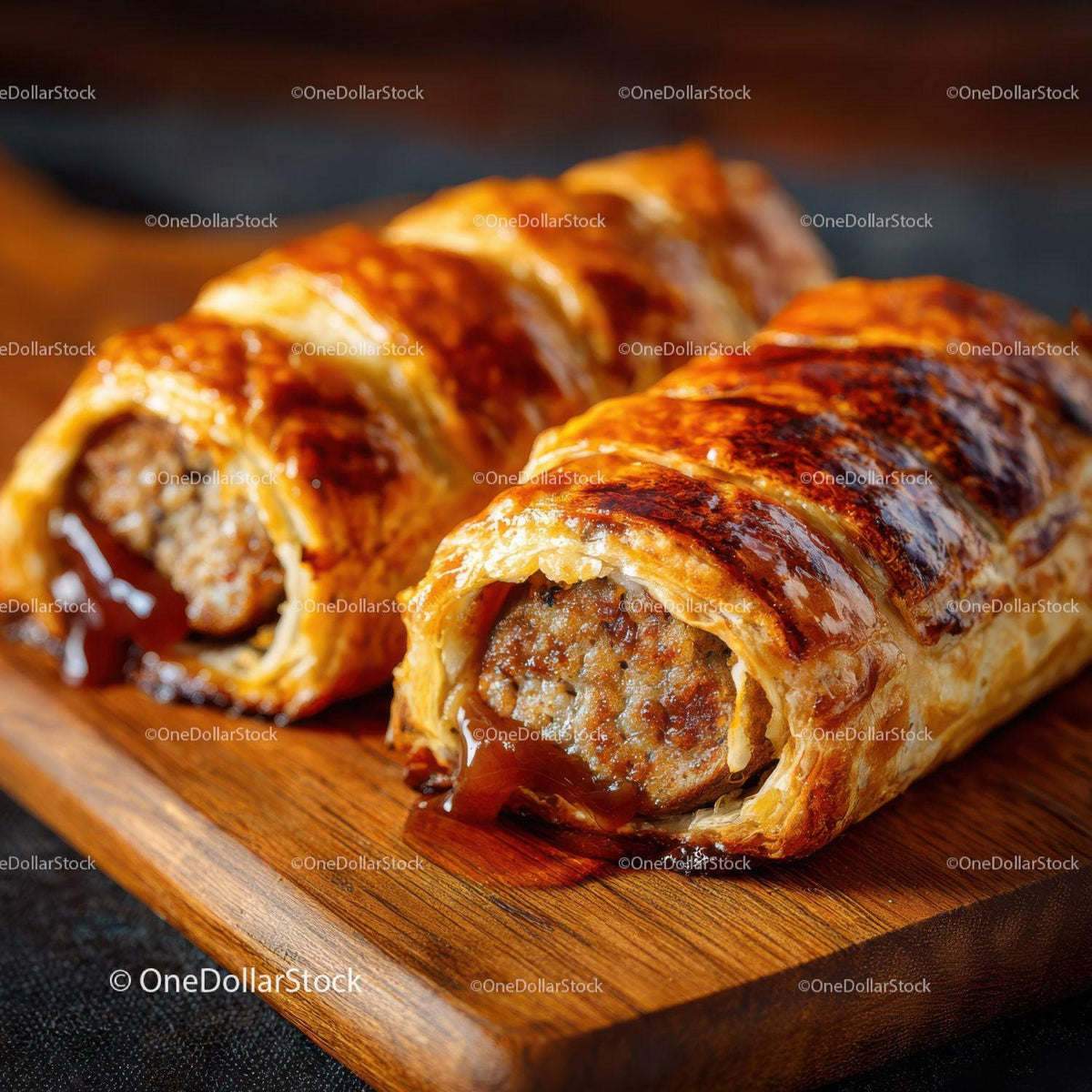 Delicious Sausage Roll with Crispy Pastry and Savory Filling Stock Photo Bundle preview 8