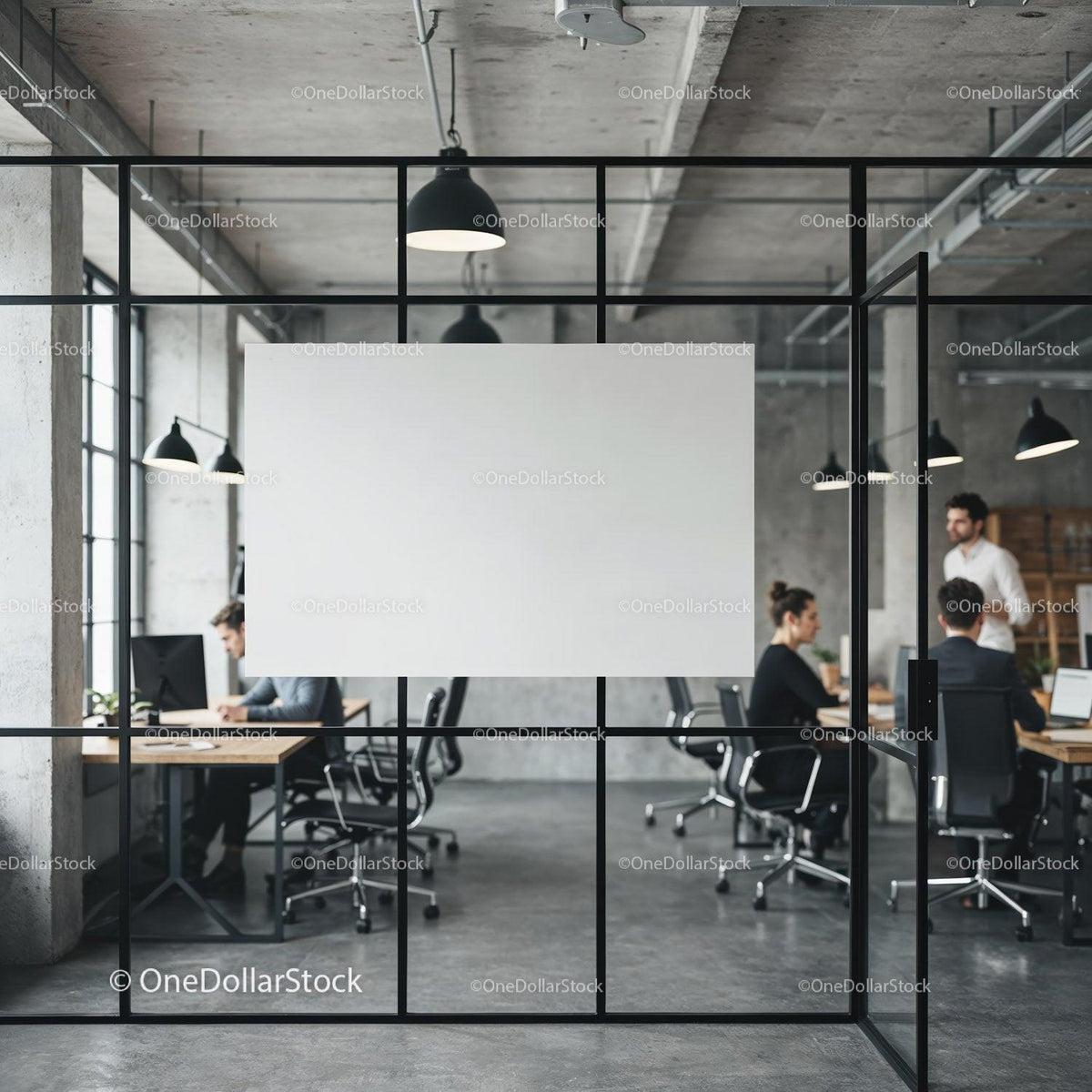 Modern office team collaboration in stylish meeting room JPG Mockup Image preview