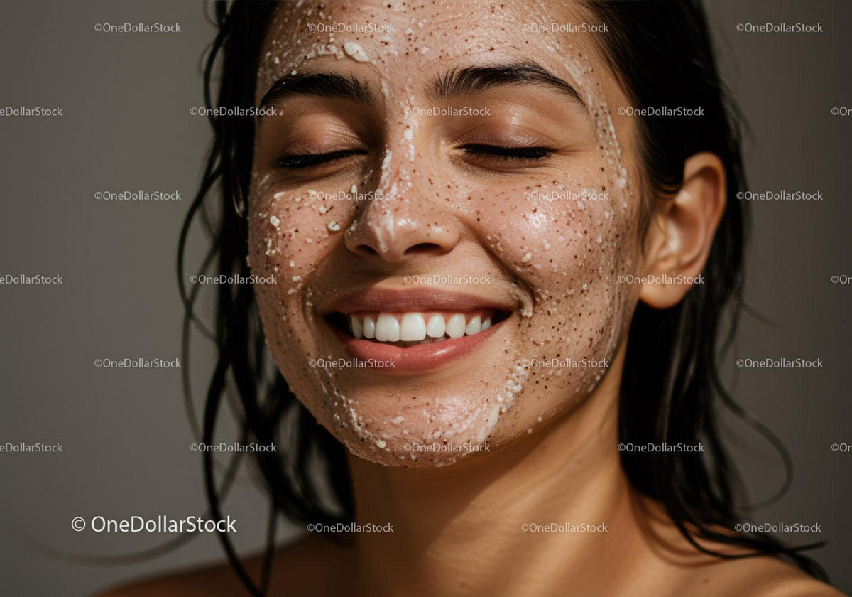 Happy Woman with Fresh Glowing Skin During Facial Treatment