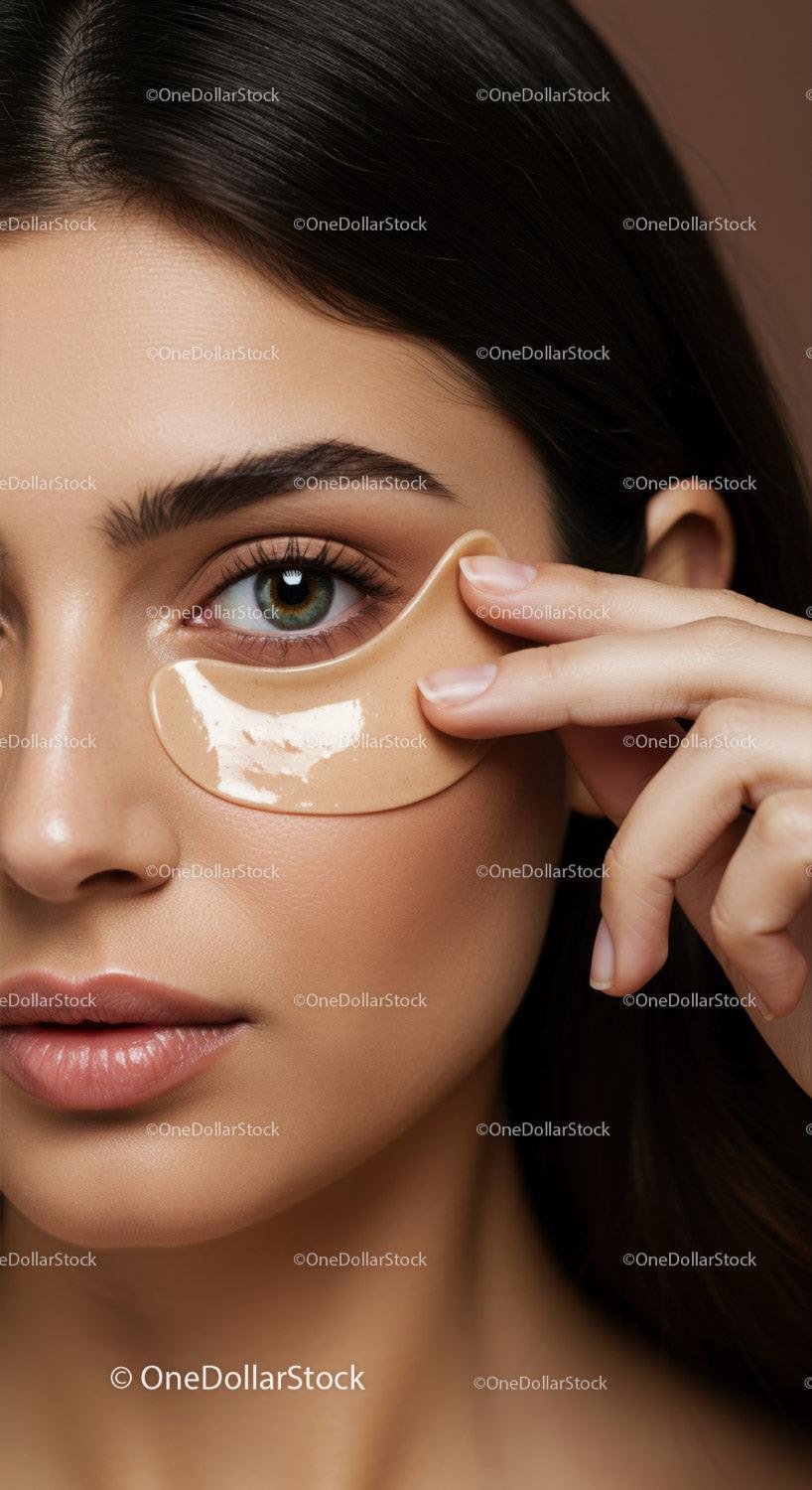 Close-up of Woman with Under Eye Patches for Skin Rejuvenation
