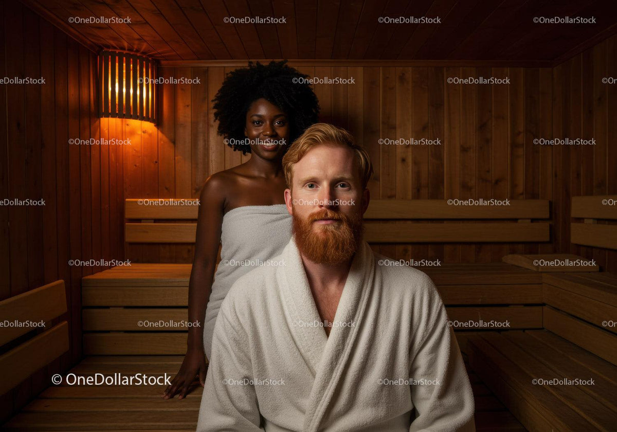 Comfortable Sauna Room with Wooden Benches and Relaxing Atmosphere