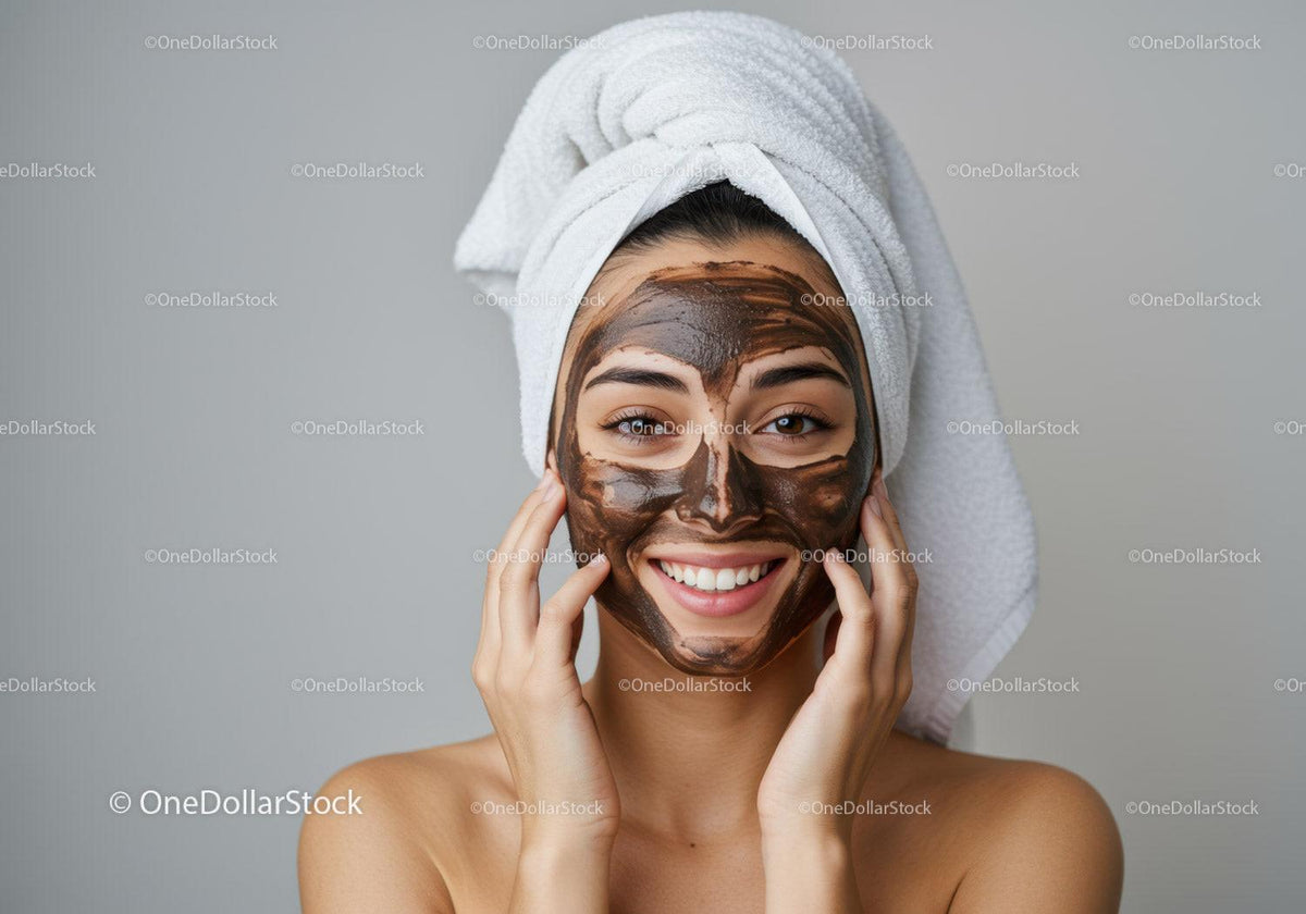 Young Woman Applying Relaxing Green Tea Facial Mask for Skincare