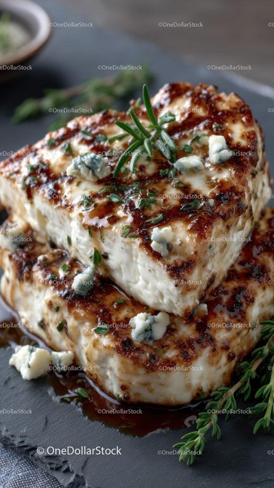Artisan Blue Cheese Wheel on Dark Rustic Surface in Gourmet Food Setting Stock Photo Bundle preview 27