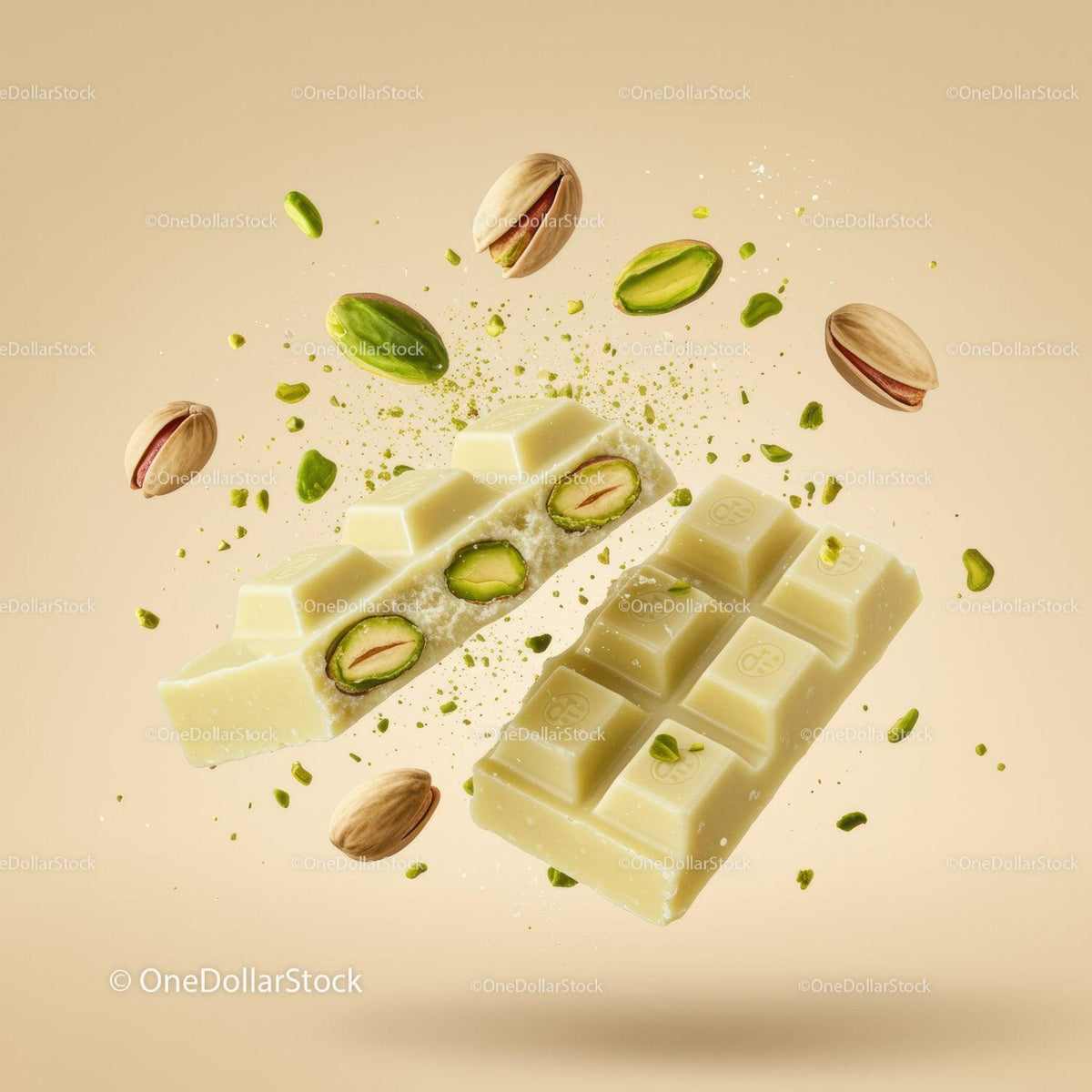 White Chocolate Bar with Pistachios in Dynamic Splash