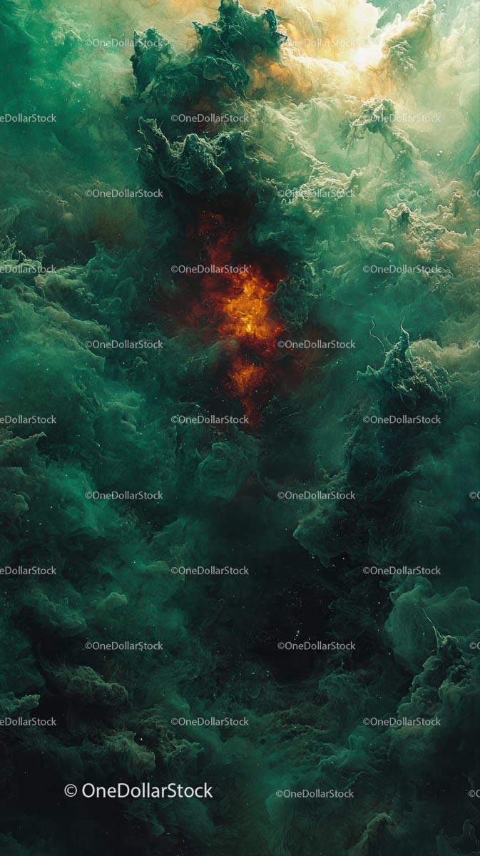 Vibrant Cosmic Nebula with Interstellar Clouds and Stars