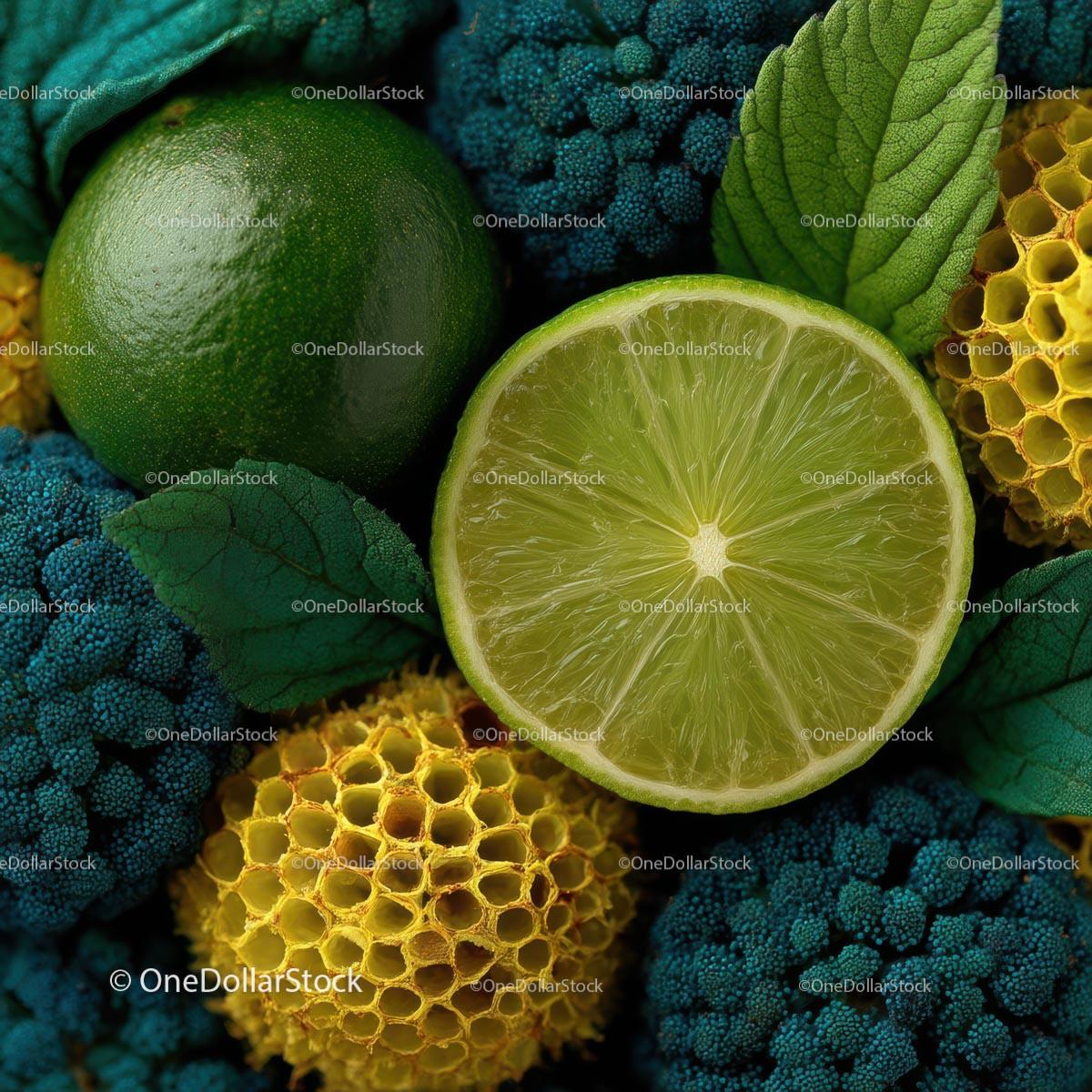 Vibrant Lime and Broccoli Composition for Fresh Food Inspiration Stock Photo Bundle preview 27