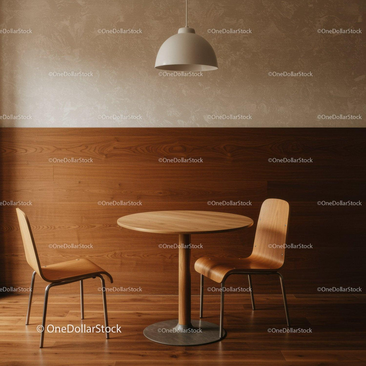 Modern Wooden Dining Table with Contemporary Chairs in Cozy Interior