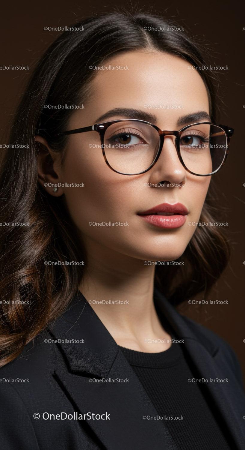 Elegant Woman with Glasses in Professional Attire for Business Use