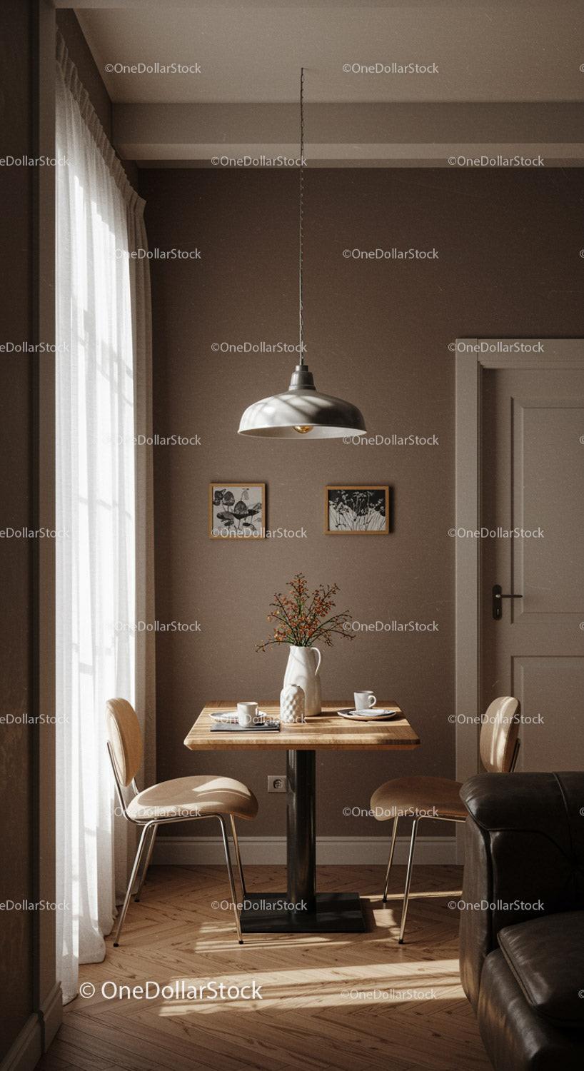 Cozy dining corner with modern decor and natural light