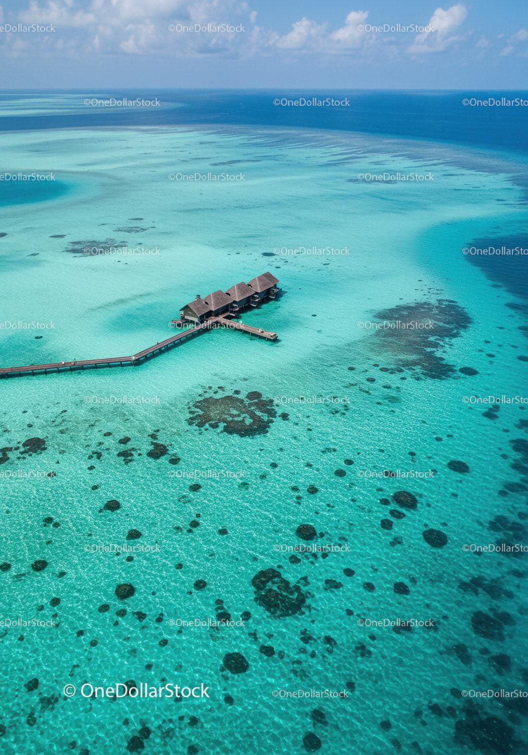 Tropical Overwater Bungalows in Crystal Clear Waters
