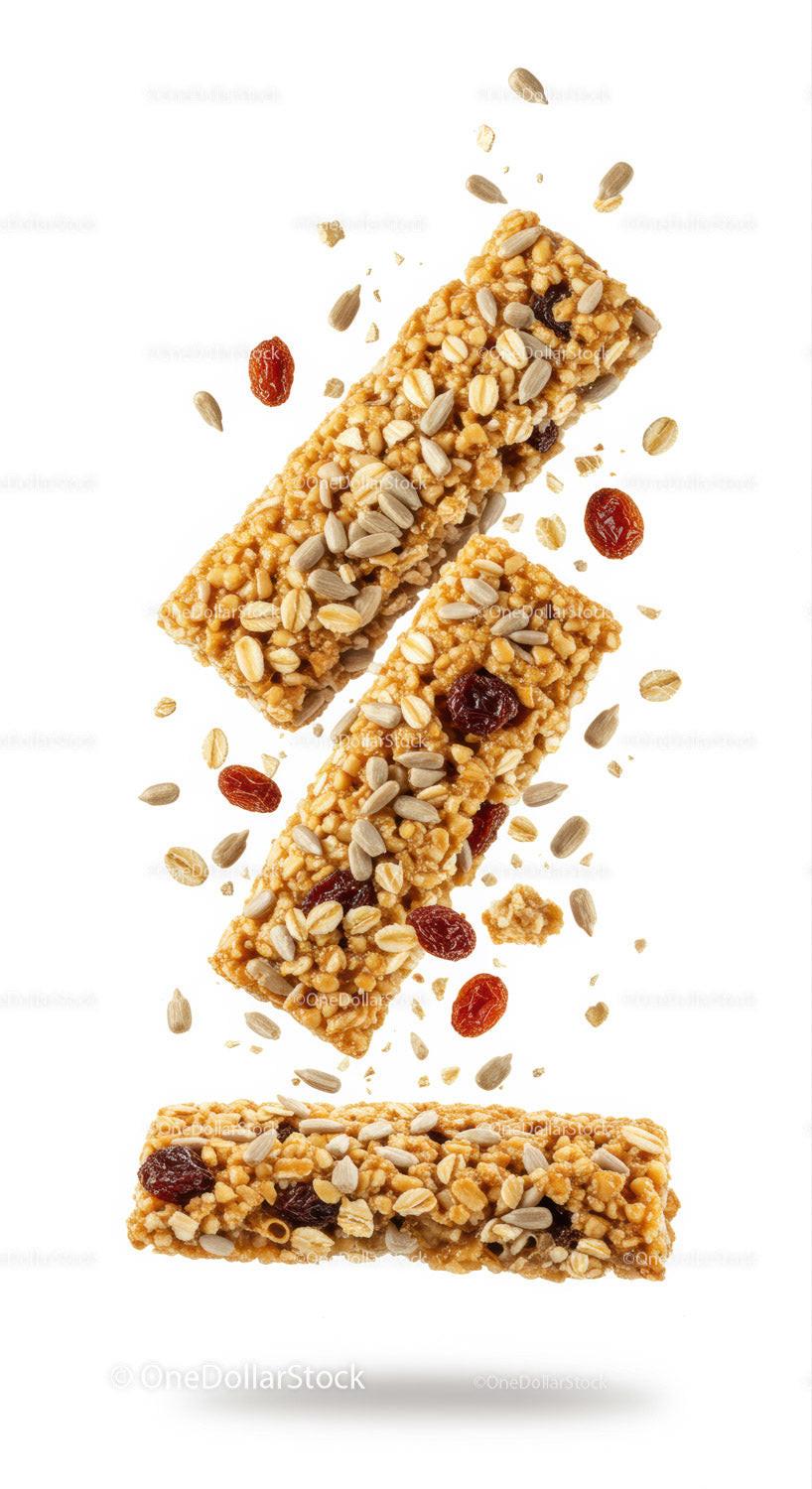 Healthy granola bars with dried fruits and seeds
