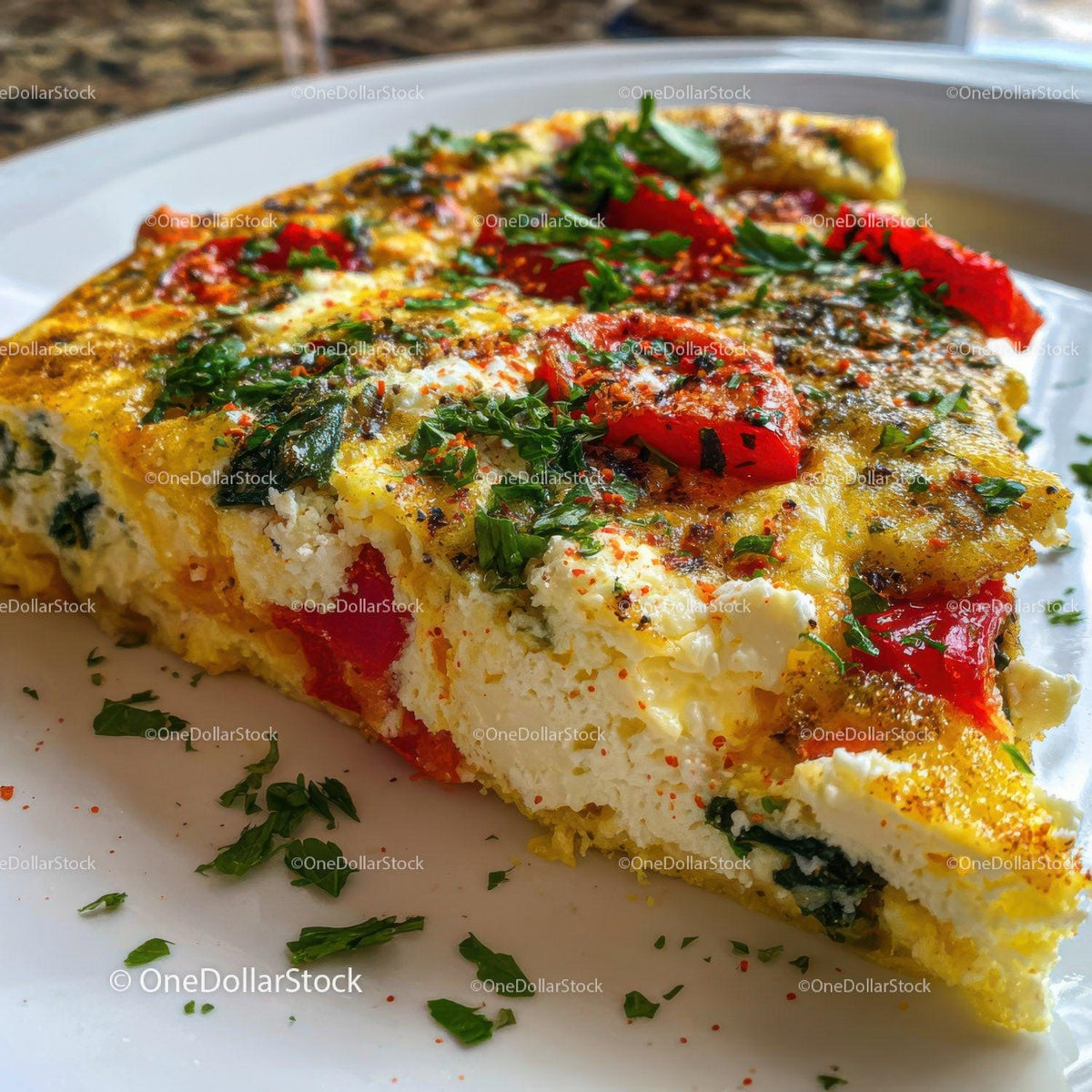 Colorful Vegetable Frittata with Bell Peppers and Herbs Stock Photo Bundle preview