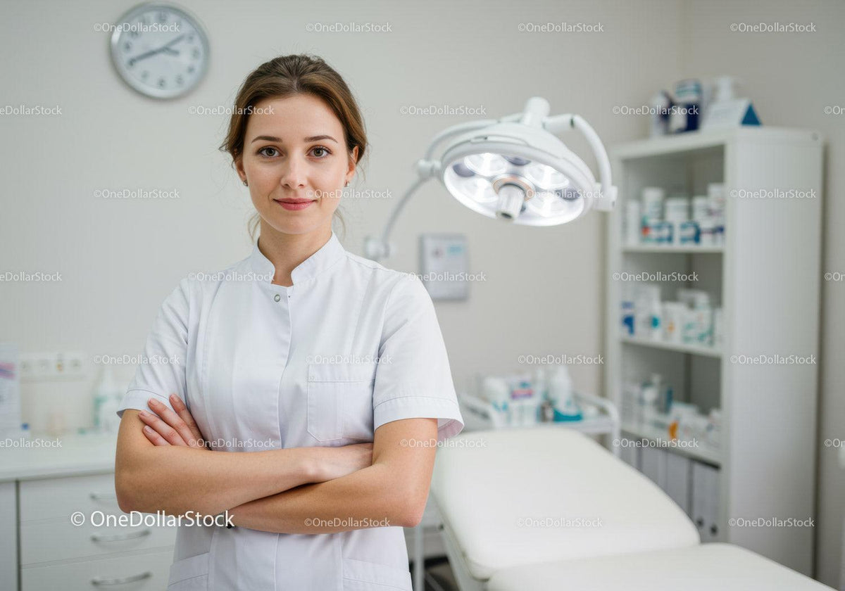 Healthcare Professional in a Modern Medical Office with Medical Equipment