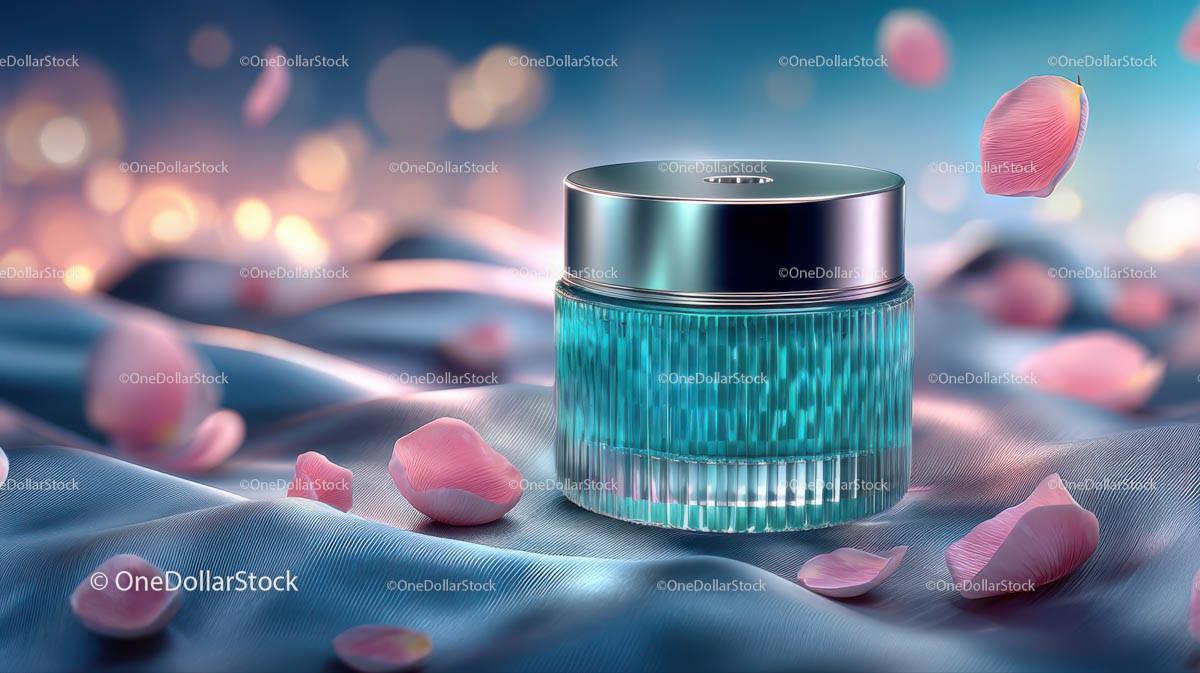 Glass Container with Floating Rose Petals in Tranquil Setting JPG Mockup Image preview 13