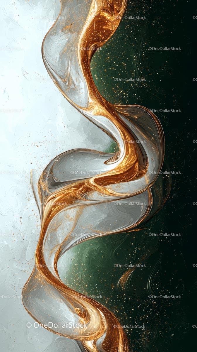 Elegant Gold and Silver Abstract Swirl Artwork for Modern Design