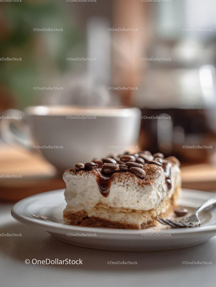 Chocolate Coffee Cake with Cream and Chocolate Toppings