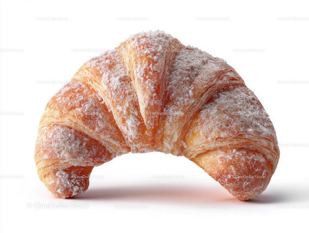 Golden Croissant with Powdered Sugar on White Background 16 JPG Files digital asset preview