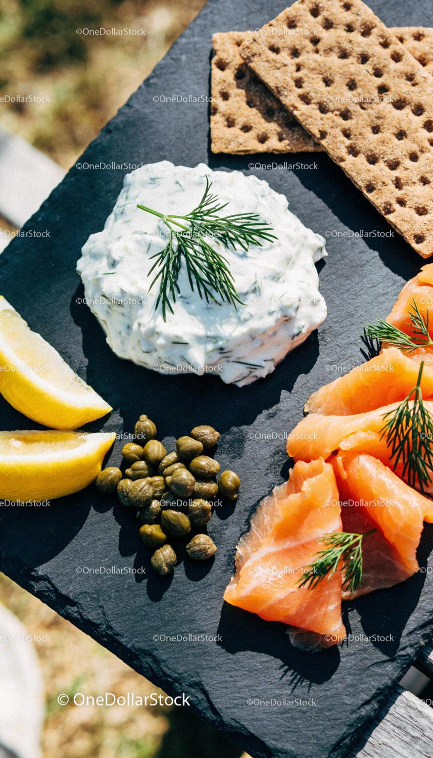 Smoked Salmon with Capers and Herb Cream Cheese