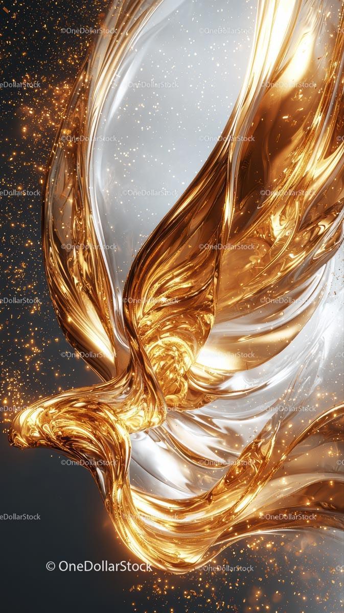 Elegant Golden Metallic Swirl Abstract Design for Fashion and Technology