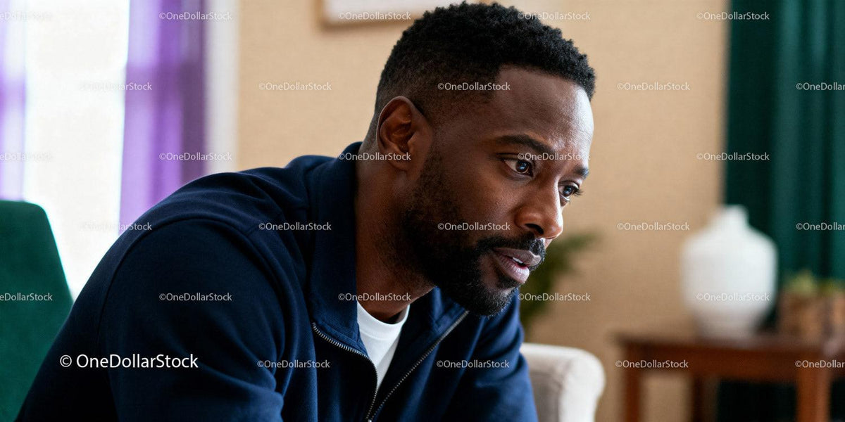 Thoughtful man reflecting in cozy home setting