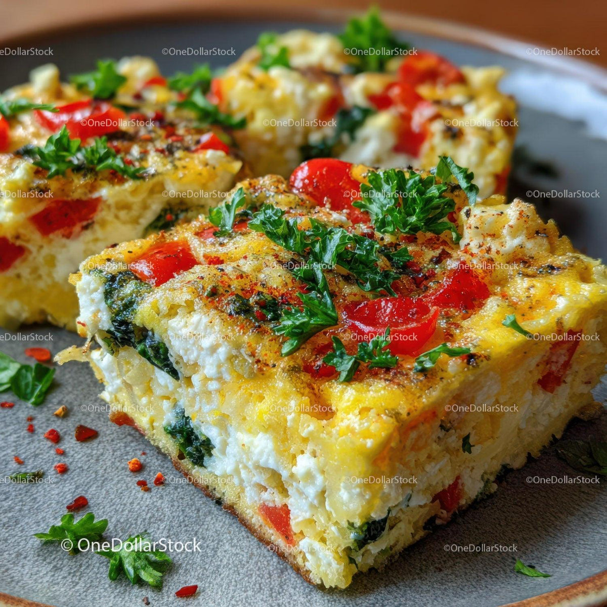 Colorful Vegetable Frittata with Bell Peppers and Herbs Stock Photo Bundle preview 26
