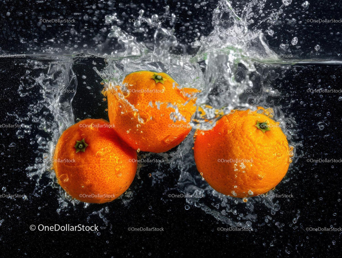 Fresh Oranges Splashing in Water with Vibrant Juicy Appearance