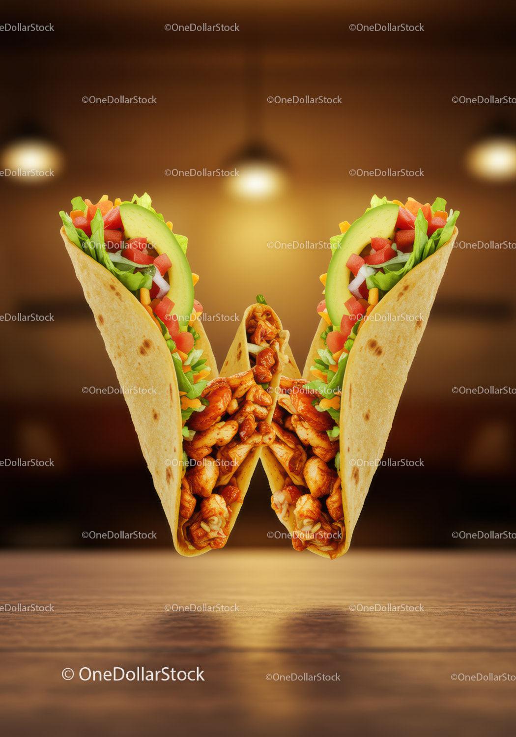 Creative Letter W Made from Delicious Chicken Wraps