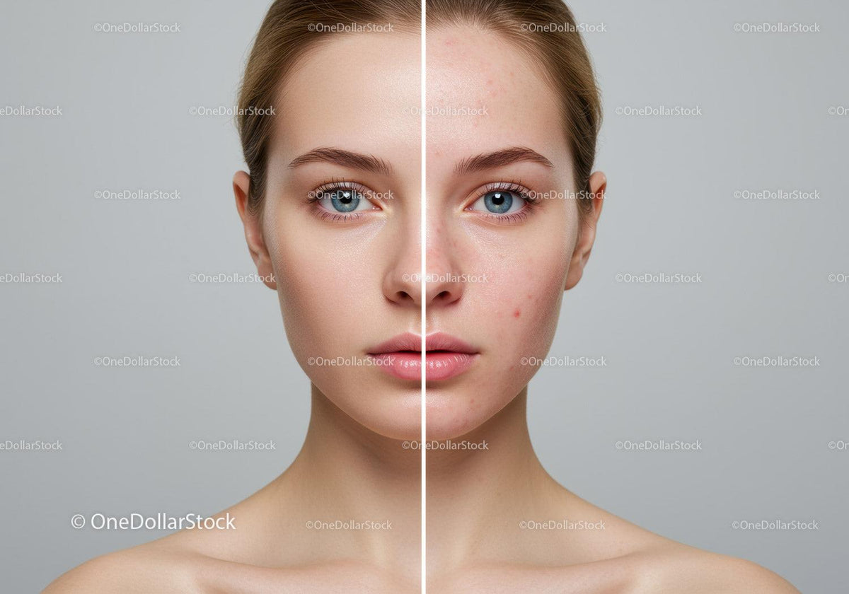 Portrait of a Young Woman with Clear Skin and Acne Prone Skin