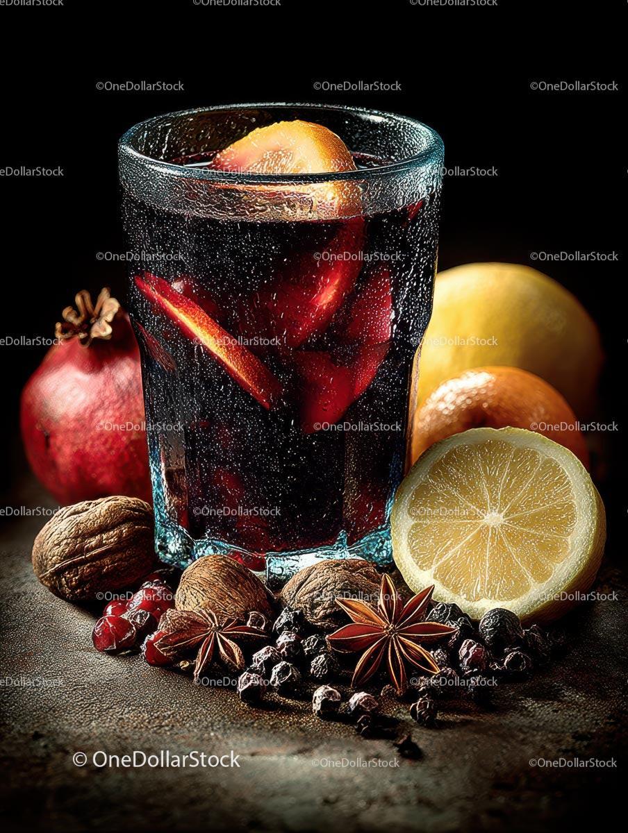 Delicious Mulled Wine with Spices and Citrus Ingredients Stock Photo Bundle creative preview 4