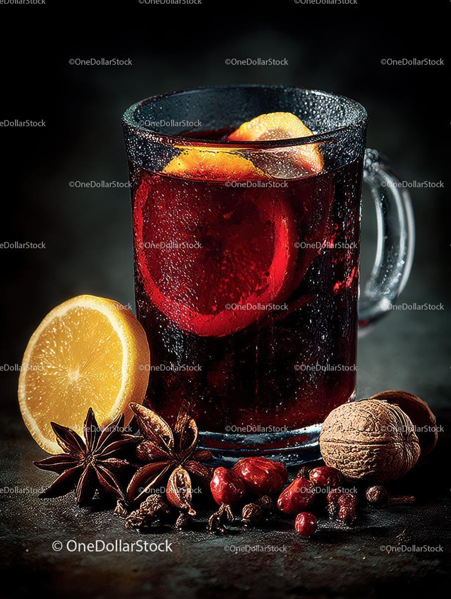 Cozy Mulled Wine with Spices and Citrus Garnish Stock Photo Bundle preview 6