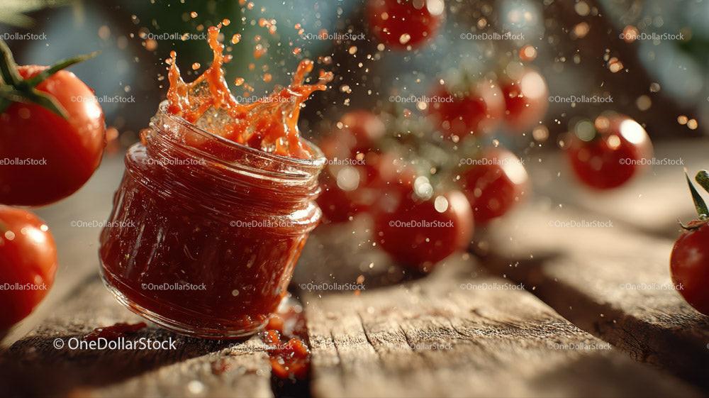 Vibrant Tomato Sauce Splash with Fresh Tomatoes in Background Stock Photo Bundle creative preview 4