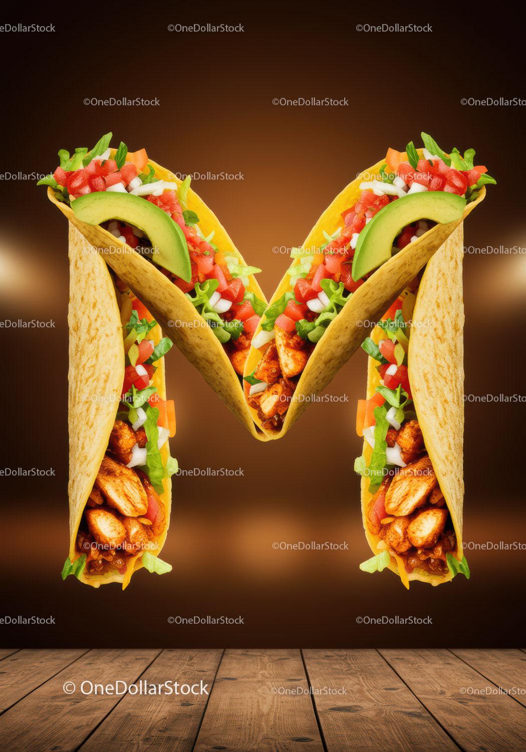Letter M Shaped Tacos Filled with Fresh Ingredients