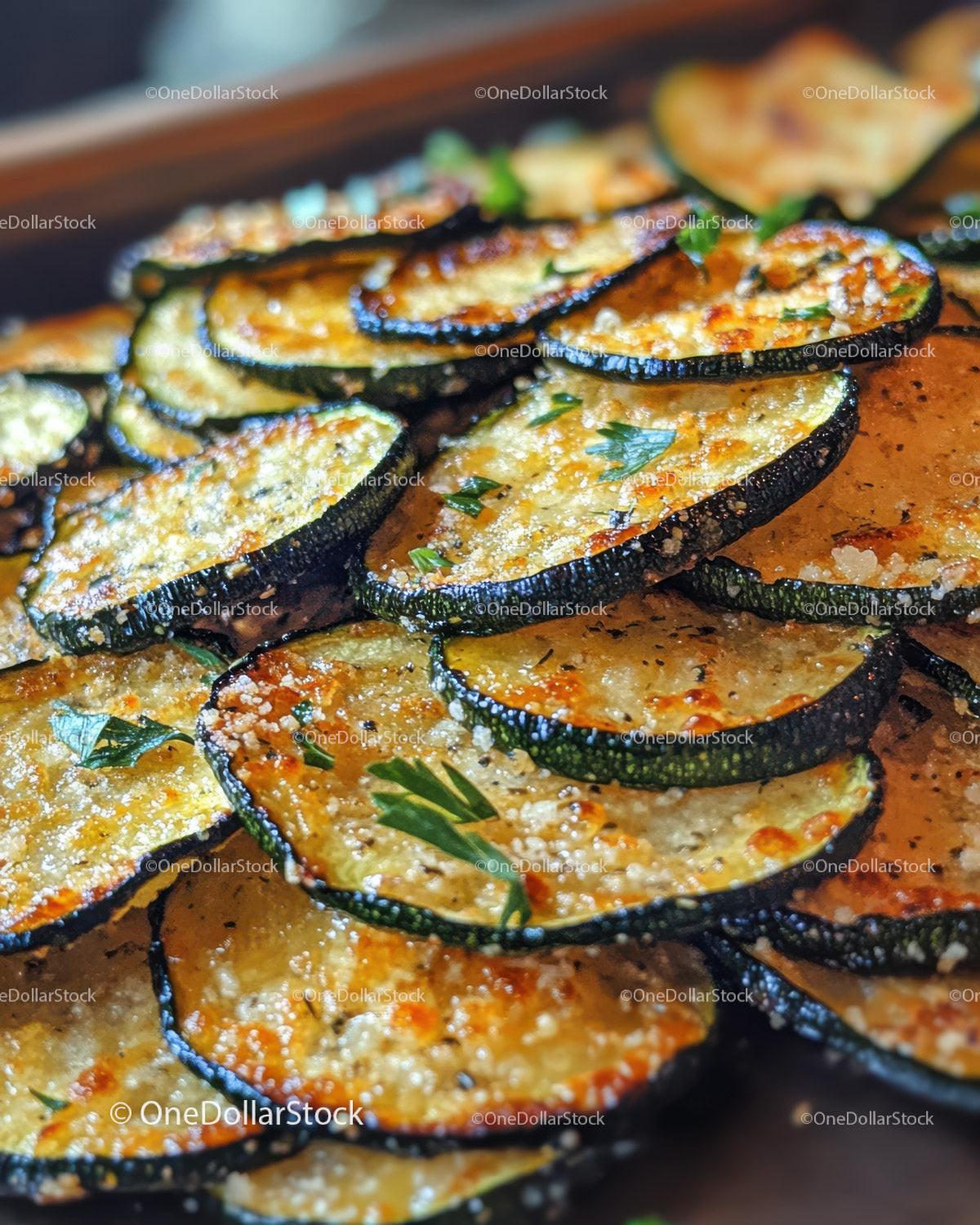 Close-Up of Grilled Zucchini Slices with Herbs and Garlic