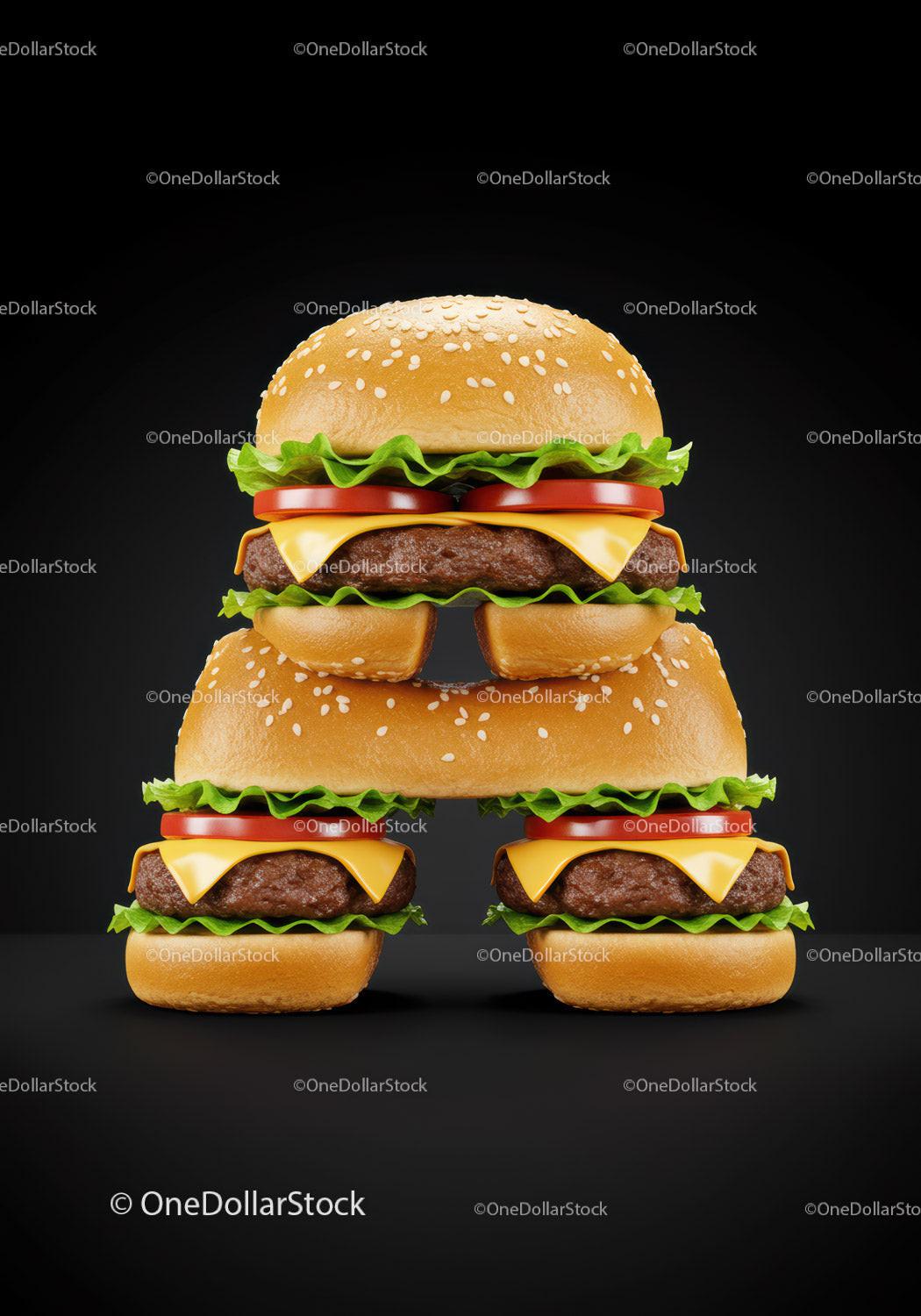 Creative Alphabet Letter A Made of Cheeseburgers