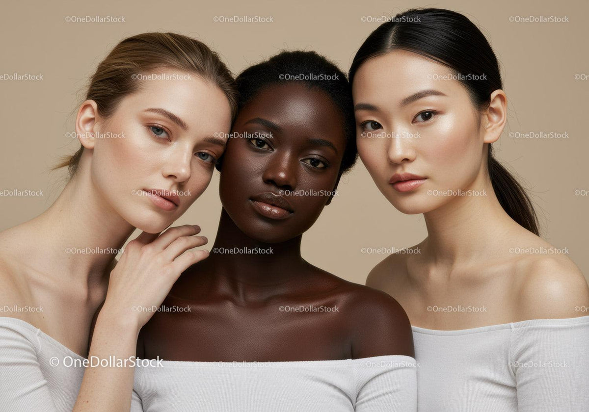 Portrait of Diverse Women with Radiant Skin in Studio Shot