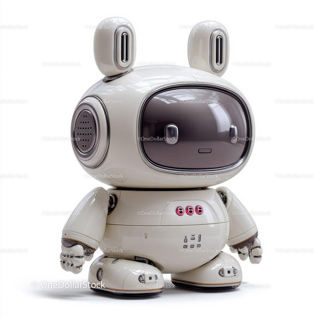 Futuristic Toy Robot with Large Eyes and Bunny Ears for Kids Stock Photo Bundle preview 31